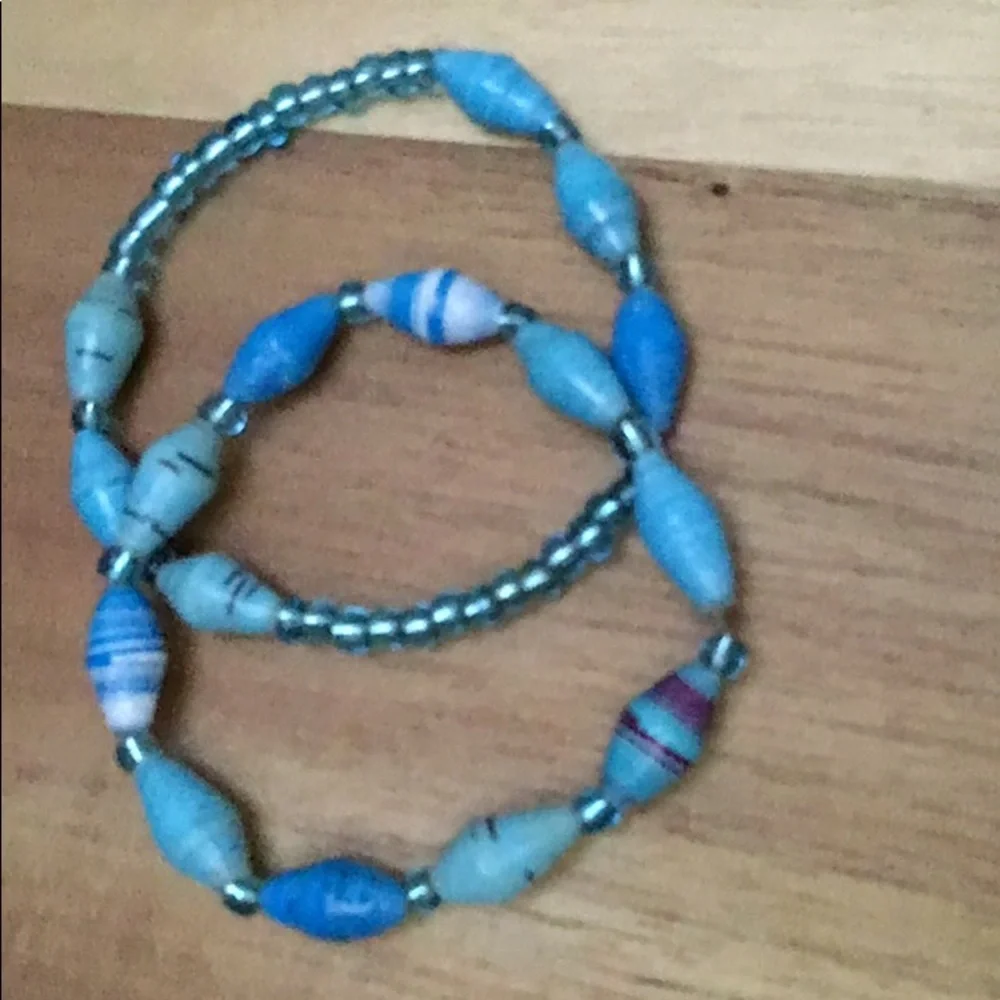 Handcrafted Stretch Recycled Paper Bead Bracelets